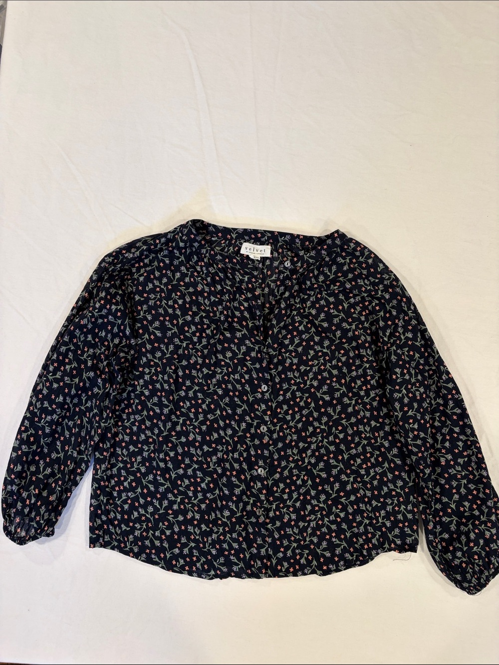Velvet by Graham & Spencer Navy Floral Blouse
